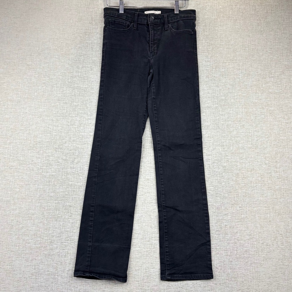 Levis 314 Shaping Straight Jeans Black Denim Womens 28 Mid Rise Straight Leg
